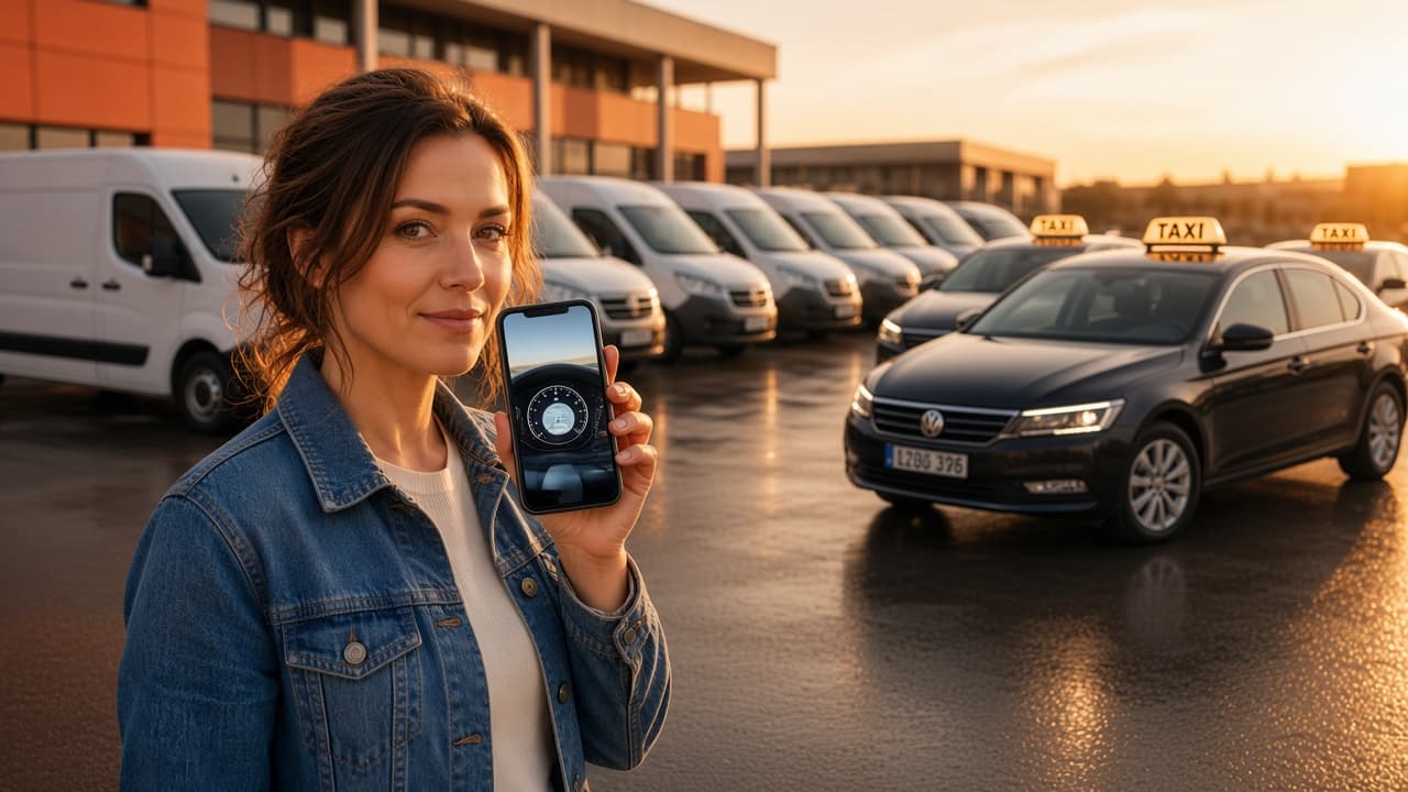 Fleet tracking: vans and taxis, mileage up to date.